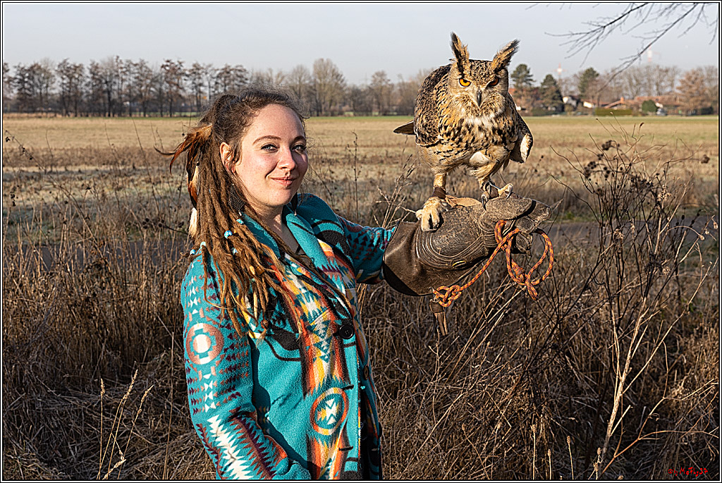 Cheyenne-Halbblut Hunting Wolf in der Falknerei Pierre Schmidt; Gymnich, 09.02.2023